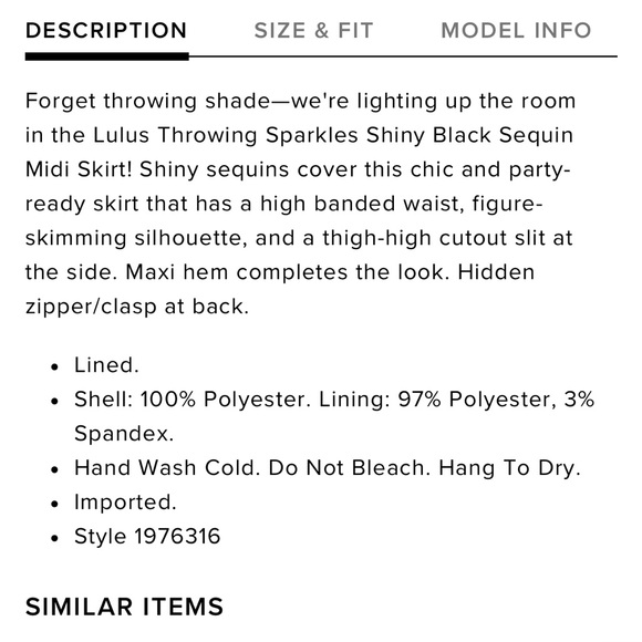 Lulus Throwing Sparkles Shiny Black Sequin Midi Skirt with Slit - NWT - Picture 7 of 7